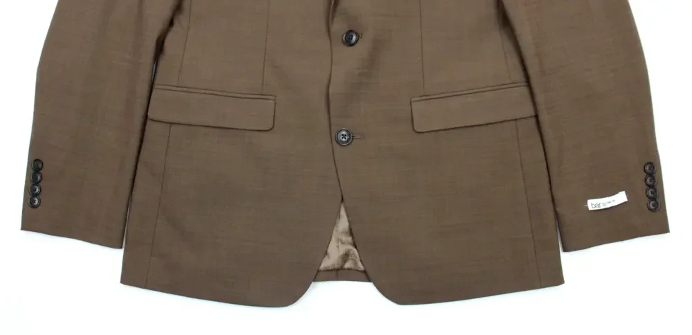 Bar III Suit Jacket 40 L Mens Slim Fit Solid Rust Brown Stretch Wool Two Button